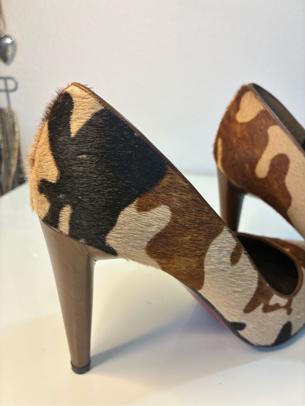 VTG STUART WEITZMAN 10B Women's Camouflage Pointed-Toe High Heels - Brown/Black - Picture 14 of 15